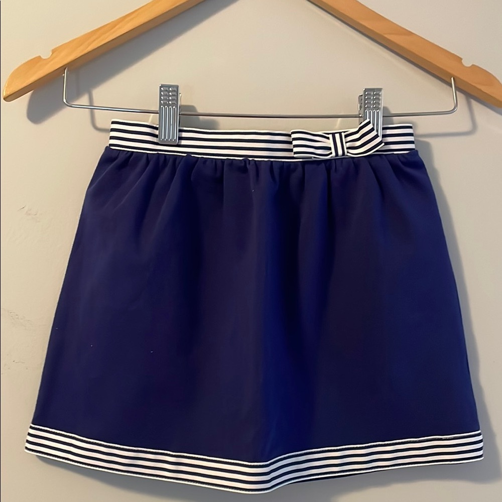 Janie and Jack girls blue skirt with striped ribbon and bow size 4.